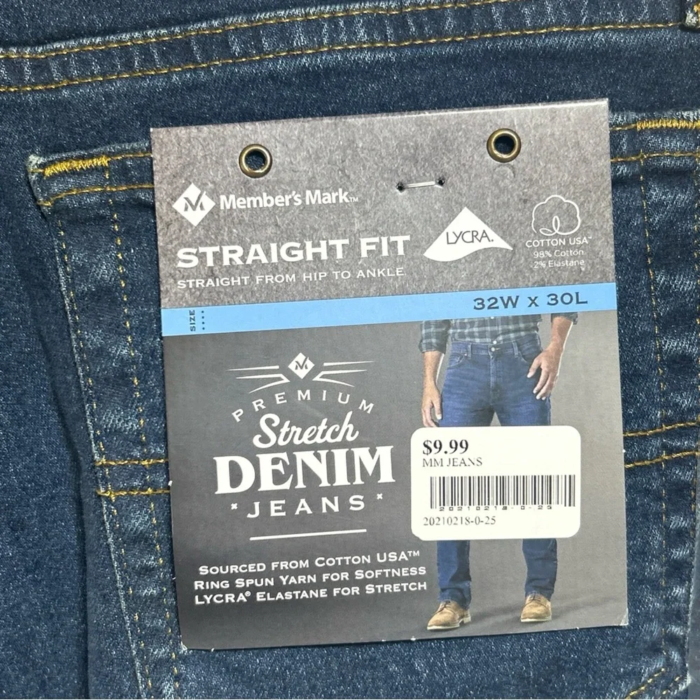 Members Mark Men’s Jeans Straight Fit 32 x 30 NWT